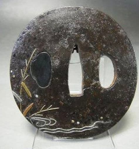 日本刀鍔！状態抜群！家とネコジャラシ！