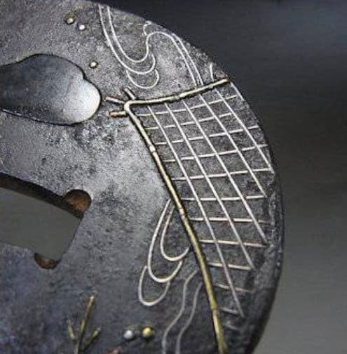 日本刀鍔！状態抜群！家とネコジャラシ！