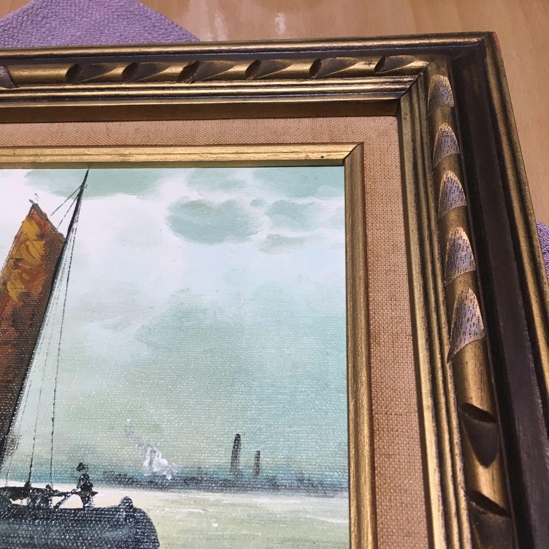 1089 絵画 油絵 F. Nicolas 帆船