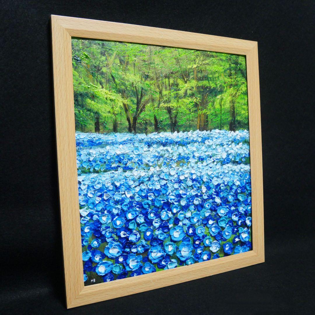 油絵 油彩 油彩画 絵 絵画 【青い花の森の中】