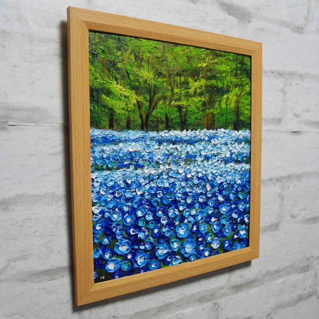 油絵 油彩 油彩画 絵 絵画 【青い花の森の中】