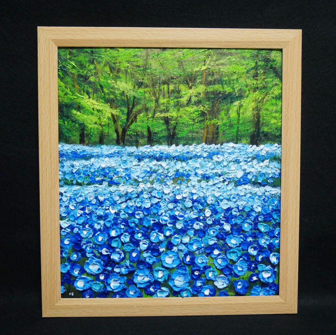 油絵 油彩 油彩画 絵 絵画 【青い花の森の中】