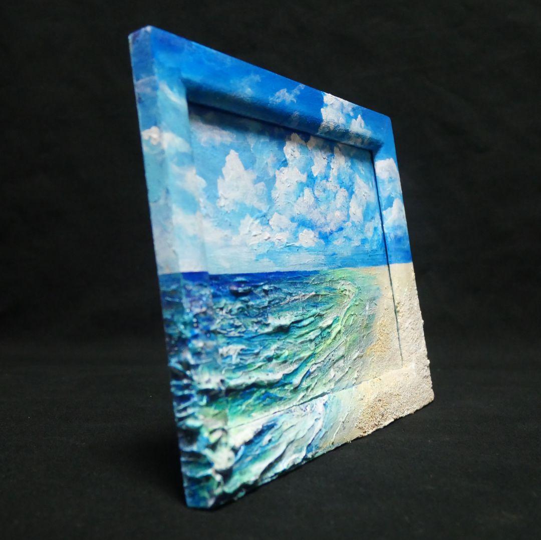 油絵 油彩 油彩画 絵 絵画 【砂浜の海】ミニ絵画