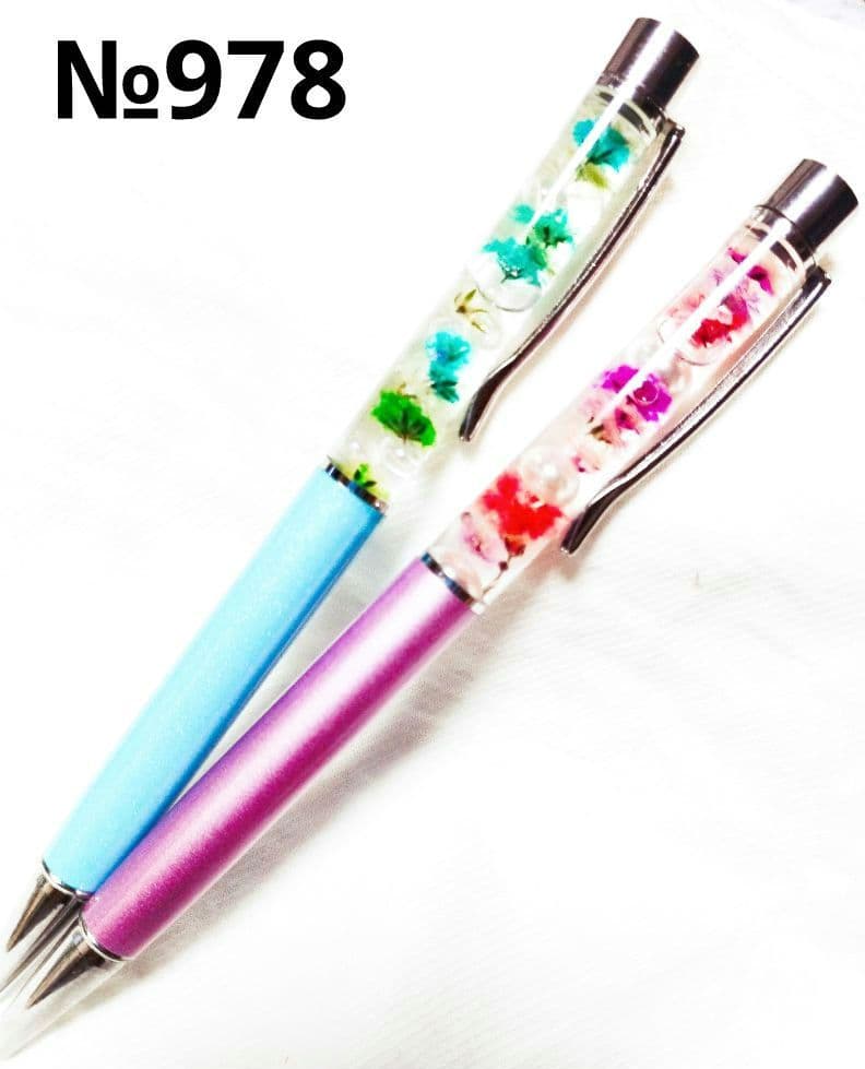 ボールペン　ハーバリウム　水色　青　ピンク　夏　緑　セット　2本