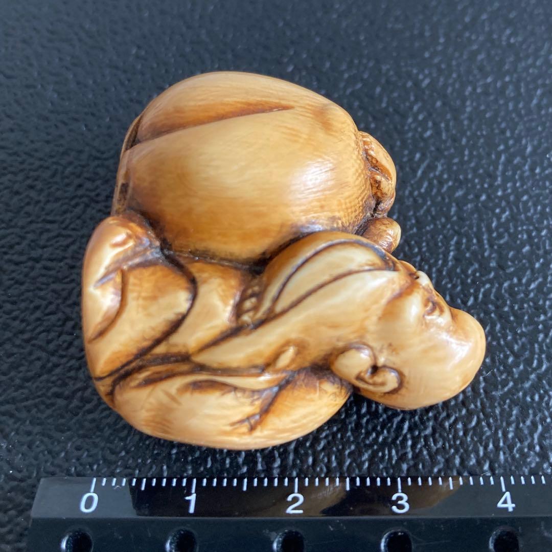 極上　根付　マンモス　牙彫り　寿老人　置物