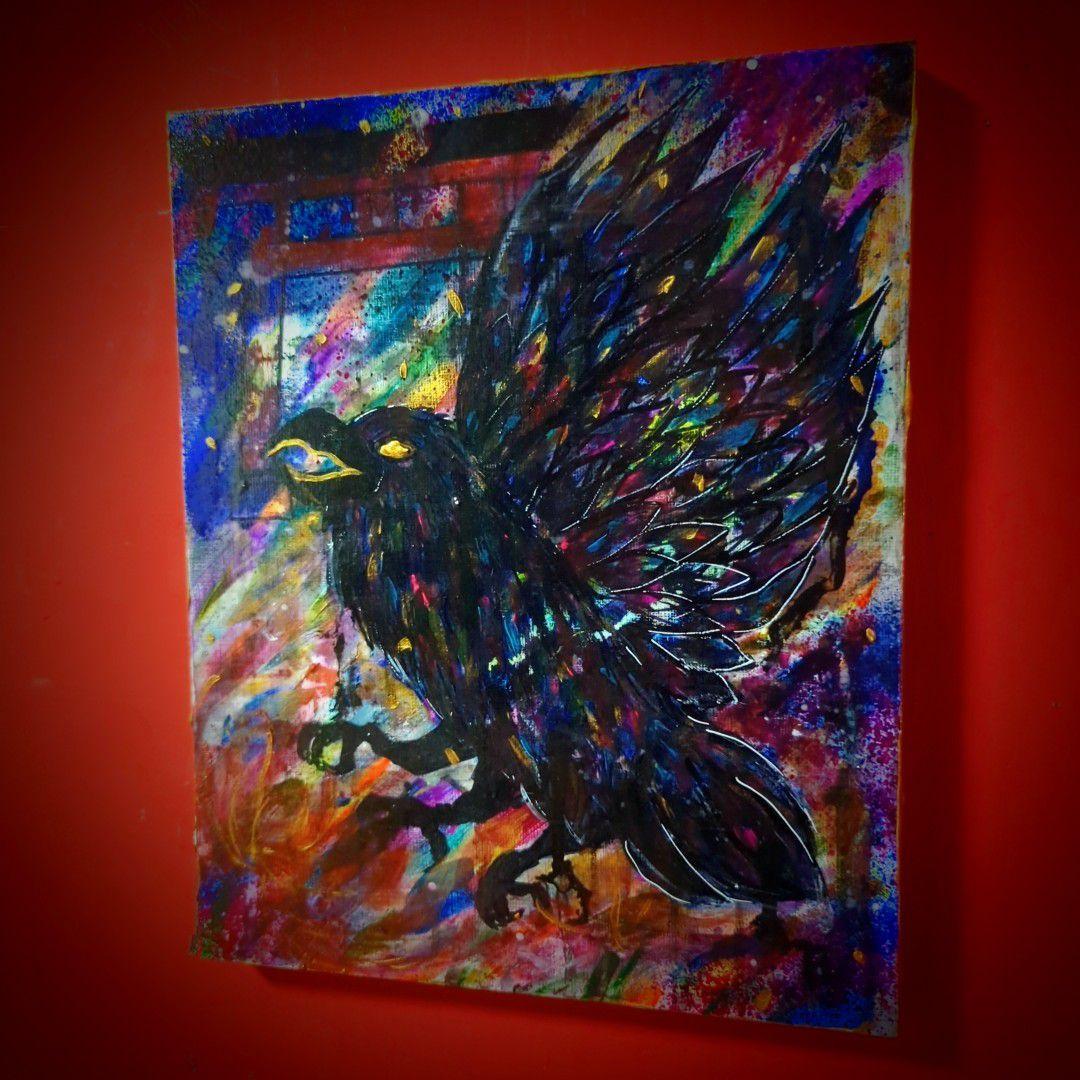 【一点物/原画】八咫烏と鳥居【F3号】【一点物/原画】