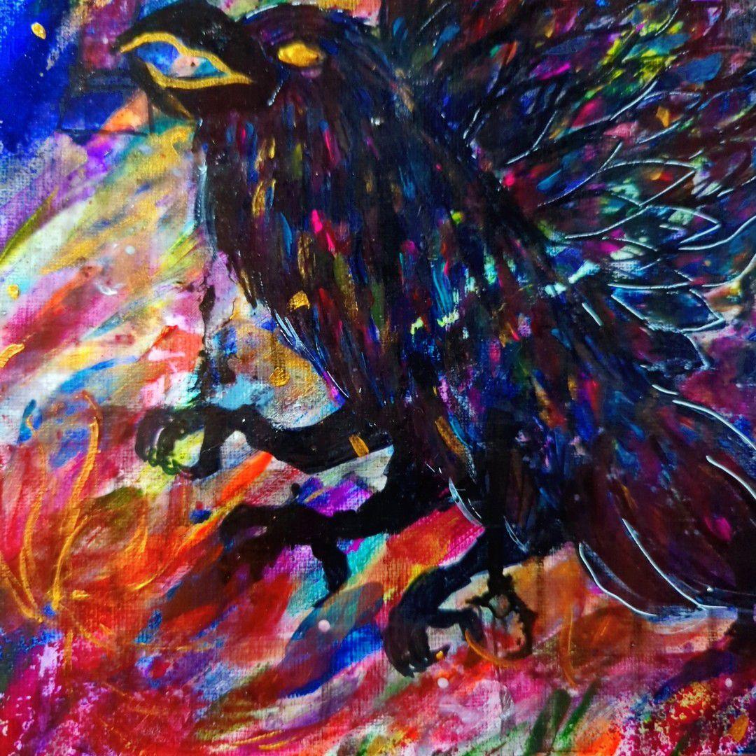 【一点物/原画】八咫烏と鳥居【F3号】【一点物/原画】