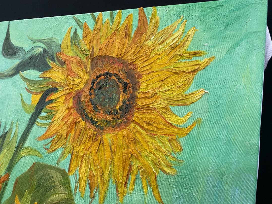 フィンセント・ファン・ゴッホ『ひまわり』複製画　手描き　摸写⑤ F25