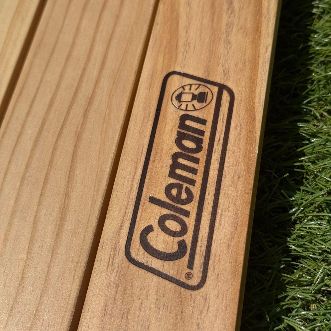 美品 コールマン アウトドアウッドロールテーブル ワゴン用 天然木