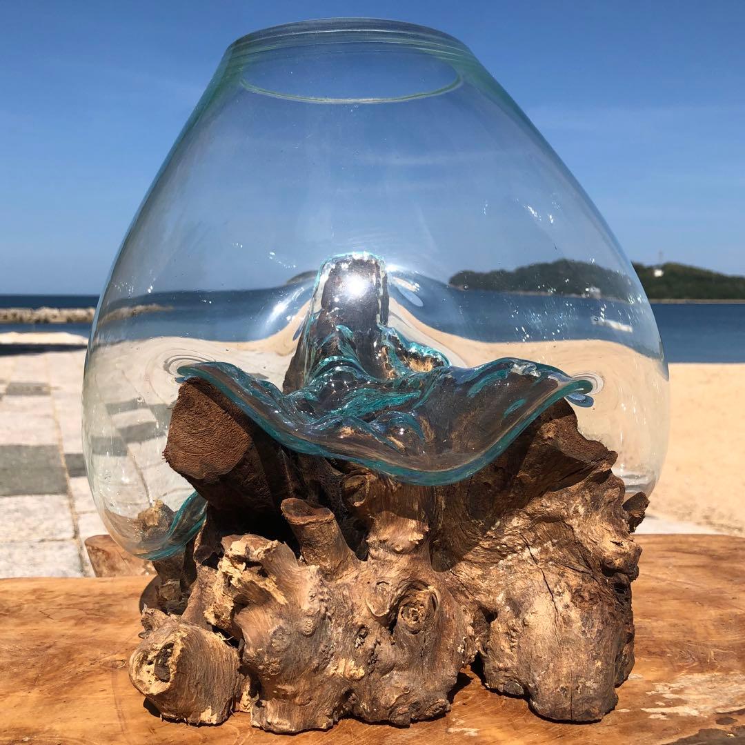 流木ガラス オブジェ超特大D 花瓶 金魚鉢 水槽 テラリウム 観賞魚 メダカ容器
