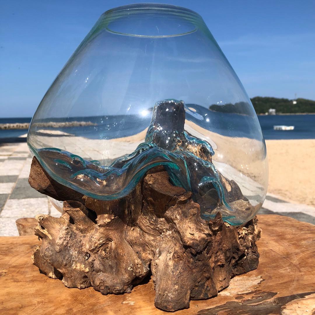 流木ガラス オブジェ超特大D 花瓶 金魚鉢 水槽 テラリウム 観賞魚 メダカ容器