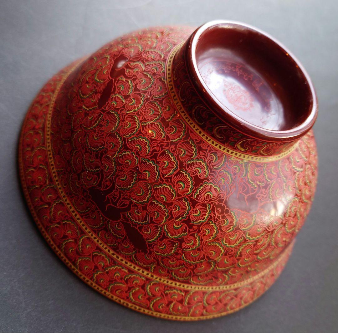 美術漆器　鳥獣蒟醤　きんま　アンティーク　細密　漆塗り　タイ・ミャンマー