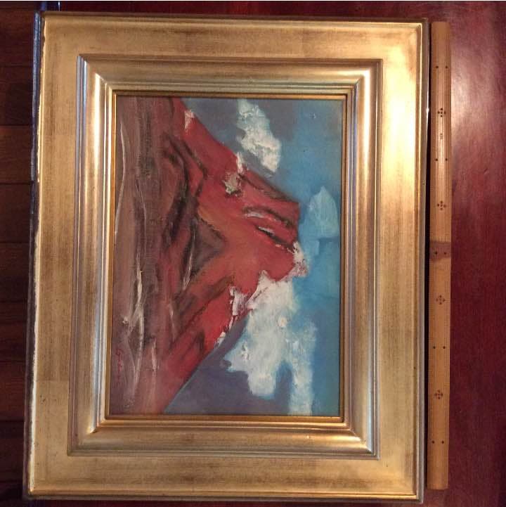 【絵画・油絵】    赤富士   絵画