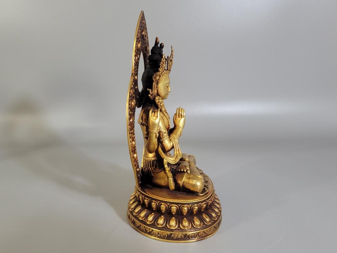 仏教古美術 古銅塗金彫刻 四臂観音仏像 明永楽年施款 古寺買取 唐物 中国美術