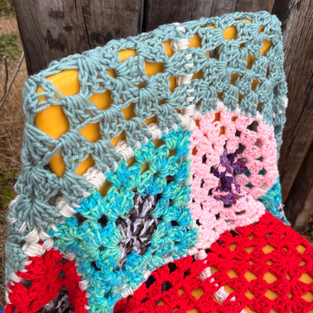 【USA vintage】グラニーブランケット スクエアモチーフ アメリカ