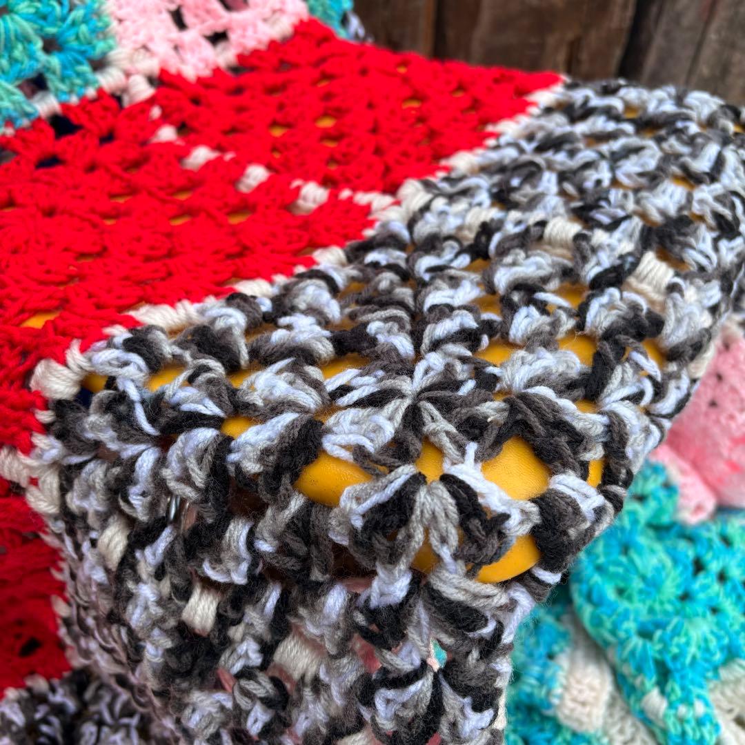 【USA vintage】グラニーブランケット スクエアモチーフ アメリカ