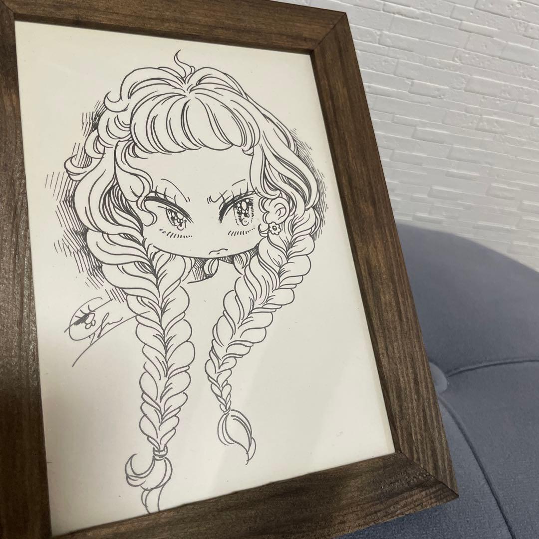 せきやゆりえ　おんなのこ　ペン画　原画