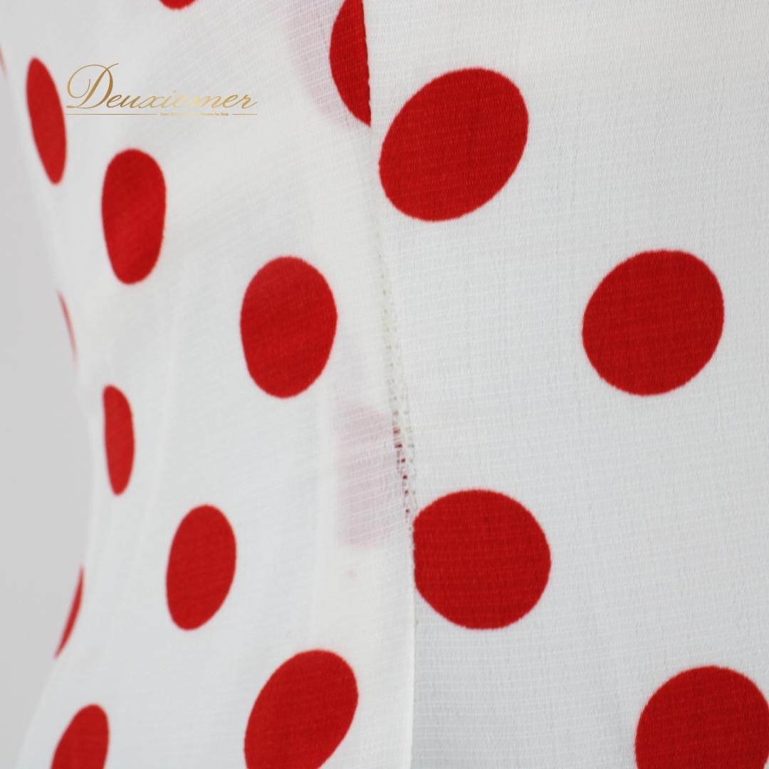 【フラメンコ衣装】ホワイト ワンピース ドレス ドット 赤 レッド ボランテ