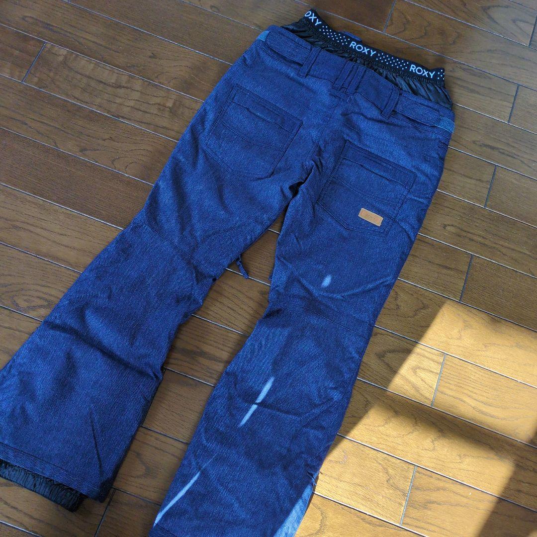 【美品】ROXY　スノボウェア　上下セット　ボーダー　マルチカラー　デニム風　Ｓ