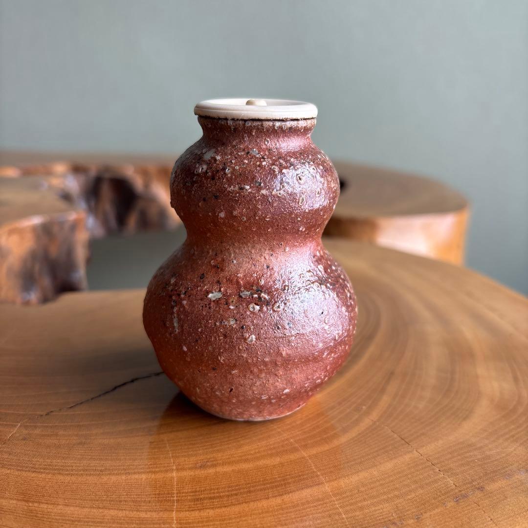 信楽焼 春齋 仕覆付 龍村美術織物 紅牙端錦 茶道具 共箱