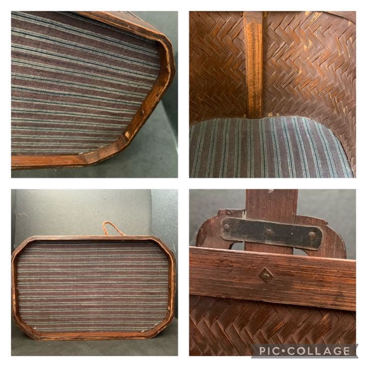 中国 竹細工 藤編 提籃 藤 煎茶提籃 竹籠   野点籠  手提げ篭 茶道具