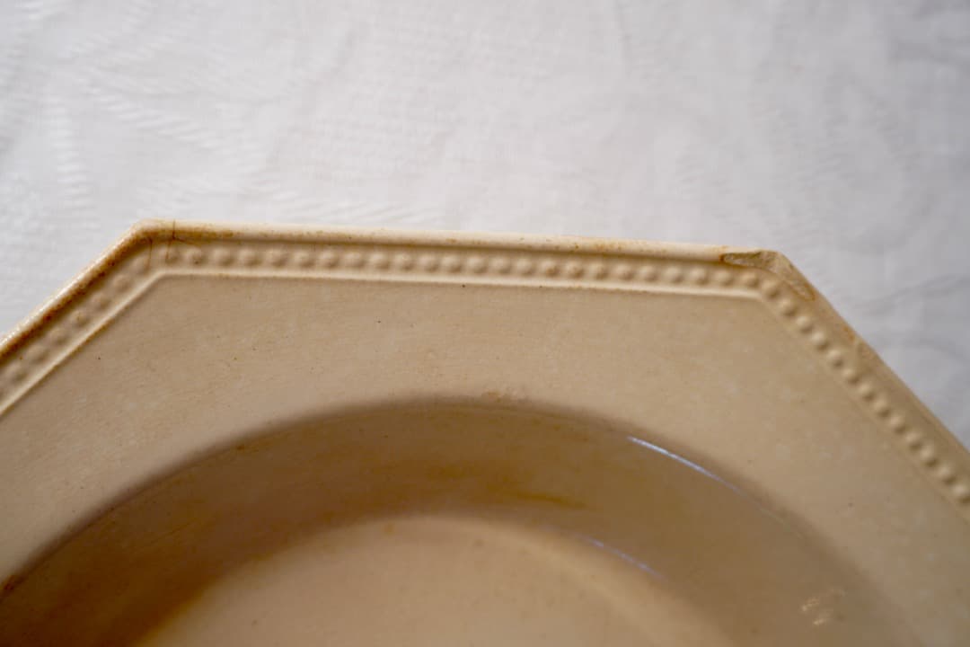 フランス アンティーク クレイユモントロー オクトゴナルプレート 陶器 深皿①