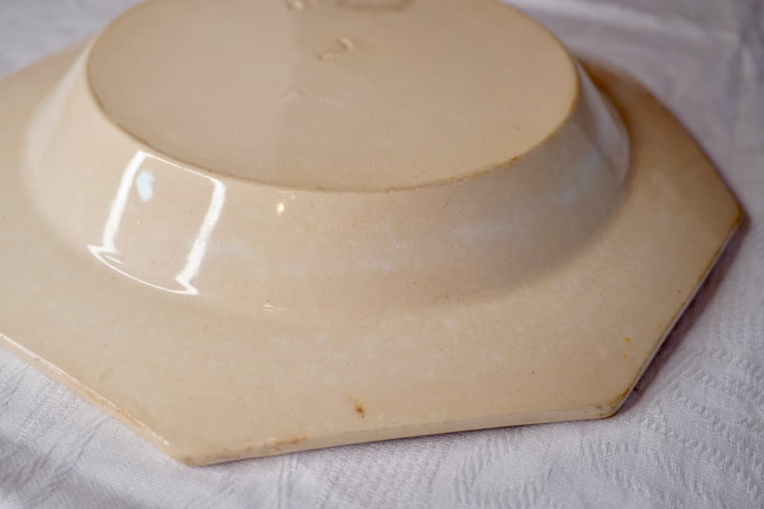 フランス アンティーク クレイユモントロー オクトゴナルプレート 陶器 深皿①