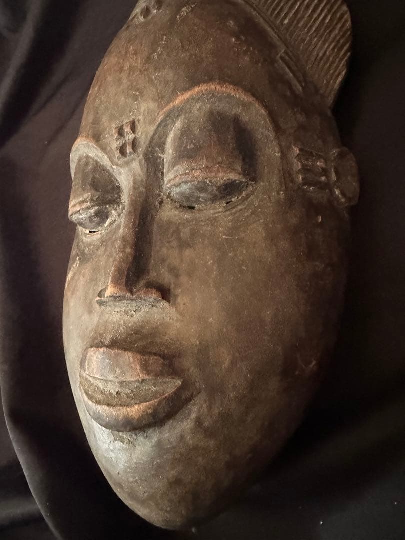 アフリカ コートジボワール バウレ族 木製 仮面／アンティーク