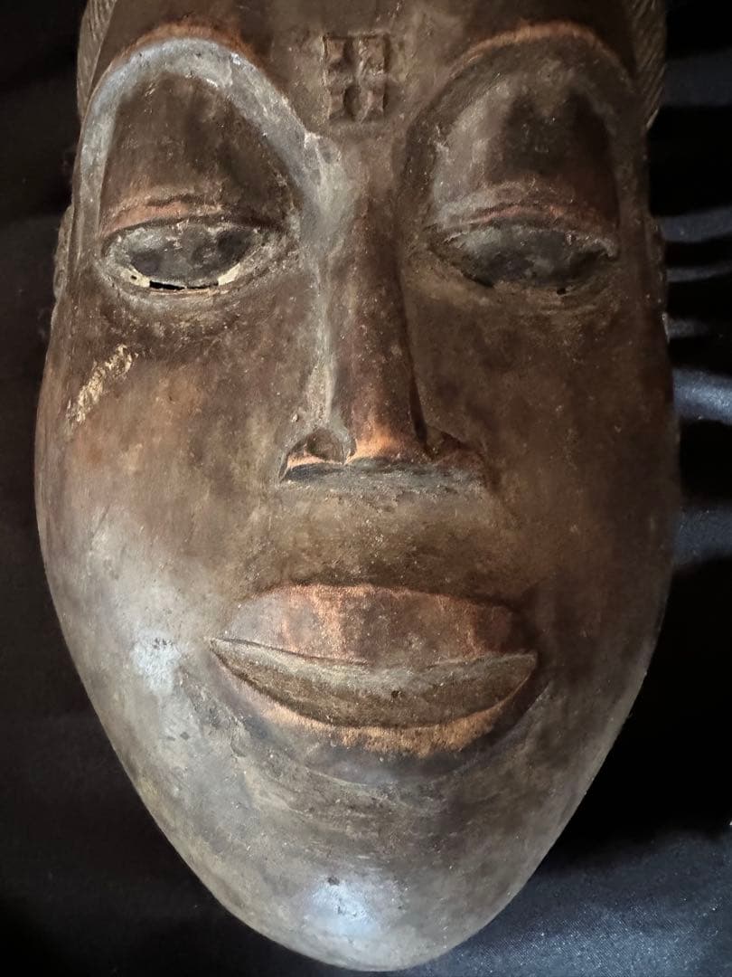 アフリカ コートジボワール バウレ族 木製 仮面／アンティーク