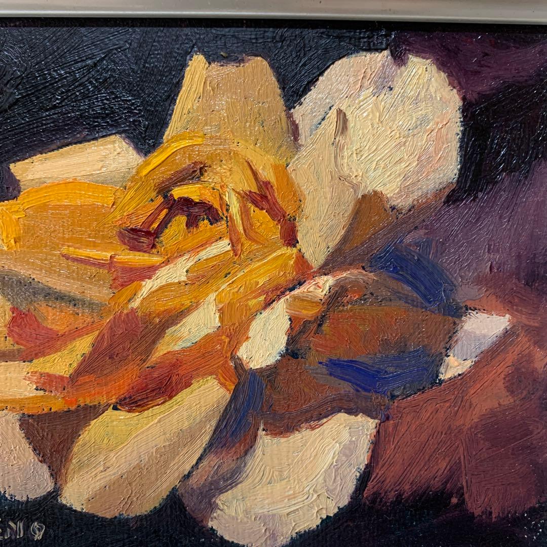 絵画　油彩肉筆画　真作　姫野陸郎『バラ』F0 1988年作