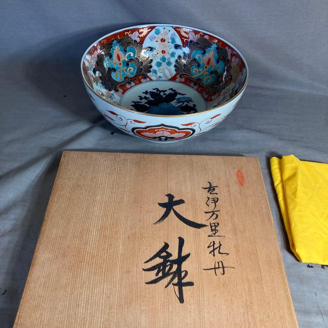 【古伊万里文】古伊万里の伝統　有田古伊万里文　染錦四方花絵牡丹見込文　大深鉢