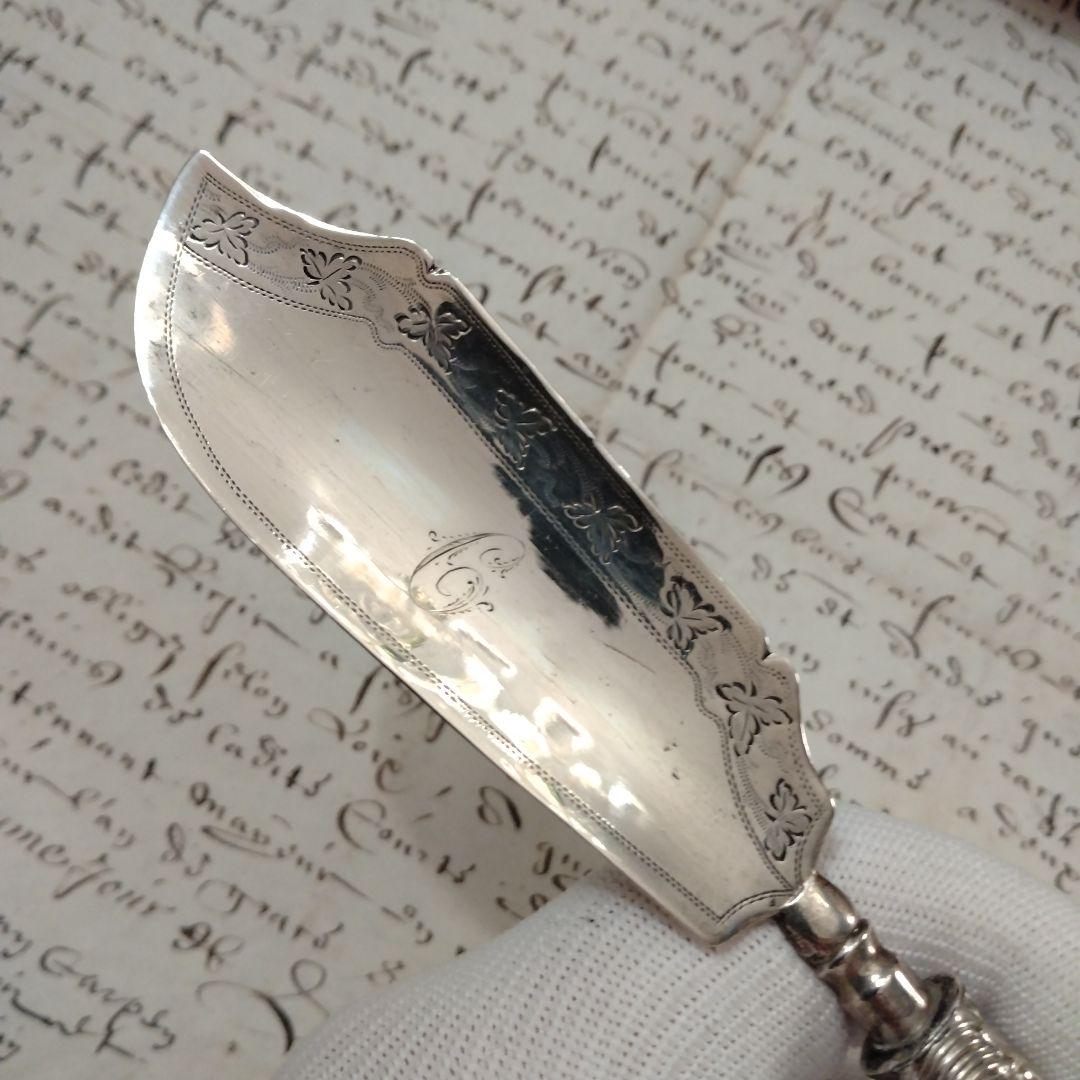 最終値下げ　純銀　ジョージアン　バターナイフ マザーオブパール　1824年