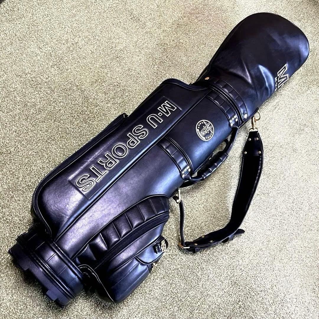 【美品 】M.U SPORTS レディースキャディバッグ レザー&ゴールドパーツ