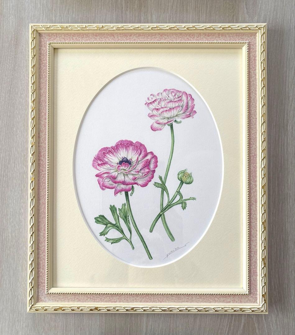 ラナンキュラス　水彩画　原画