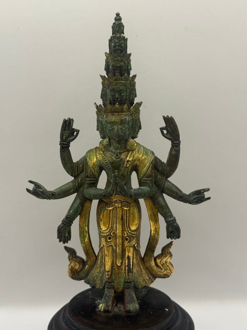 中国　清時代中期　官造　溜金十一面観音像　仏教美術　送料込み251209