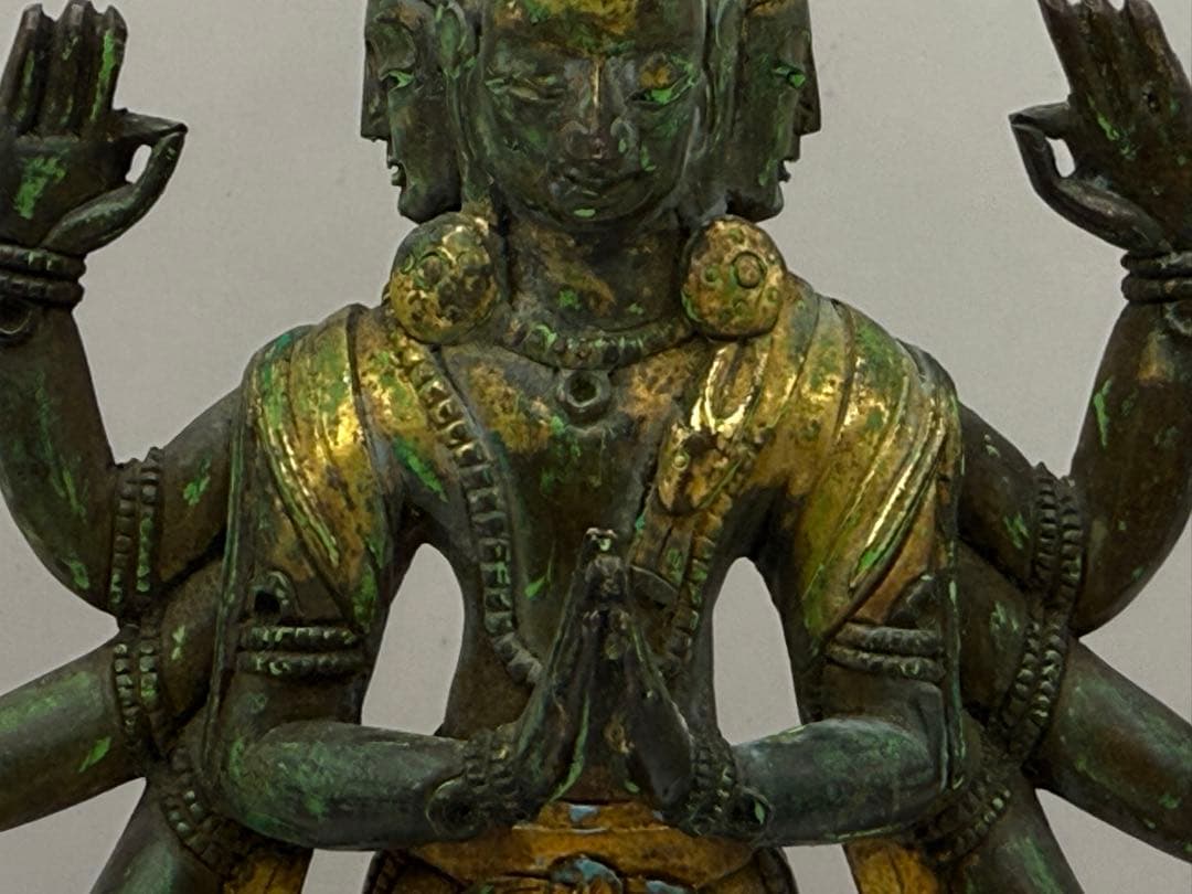 中国　清時代中期　官造　溜金十一面観音像　仏教美術　送料込み251209