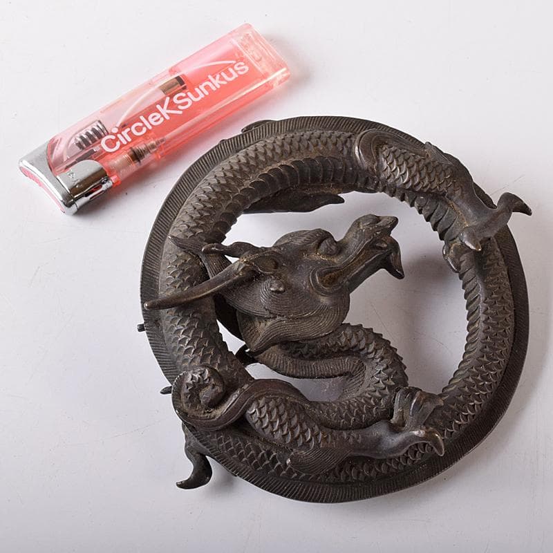 中国　古銅　龍　紙鎮　墨床　蓋置　置物　T　R8206