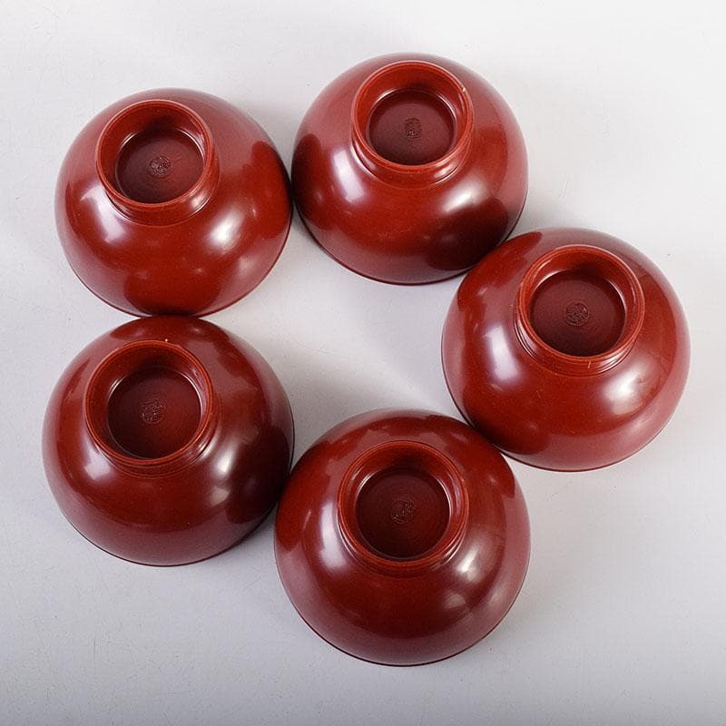 和食器　松谷窯　内染付　陶漆　蓋物　蓋碗　５客　共箱　M　R8058C