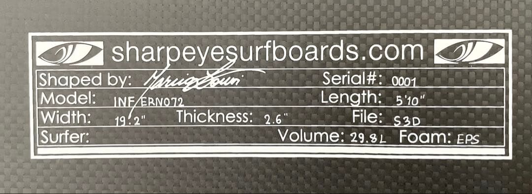 SHARP EYE シャープアイ INFERNO72 C1フルカーボン 5'10