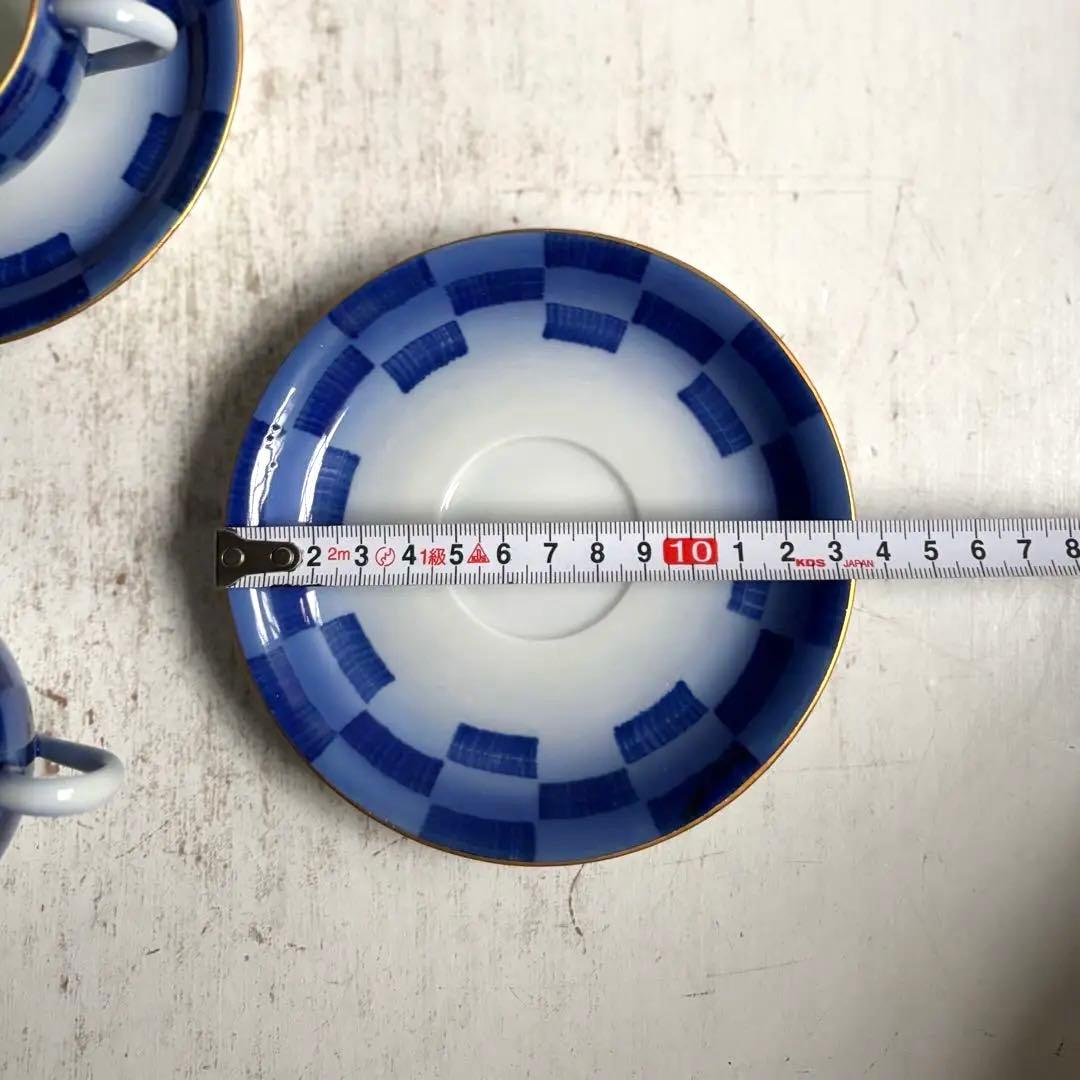 850 香蘭社 オールド香蘭社 市松文カップ&ソーサー 3点組 有田 明治 大正