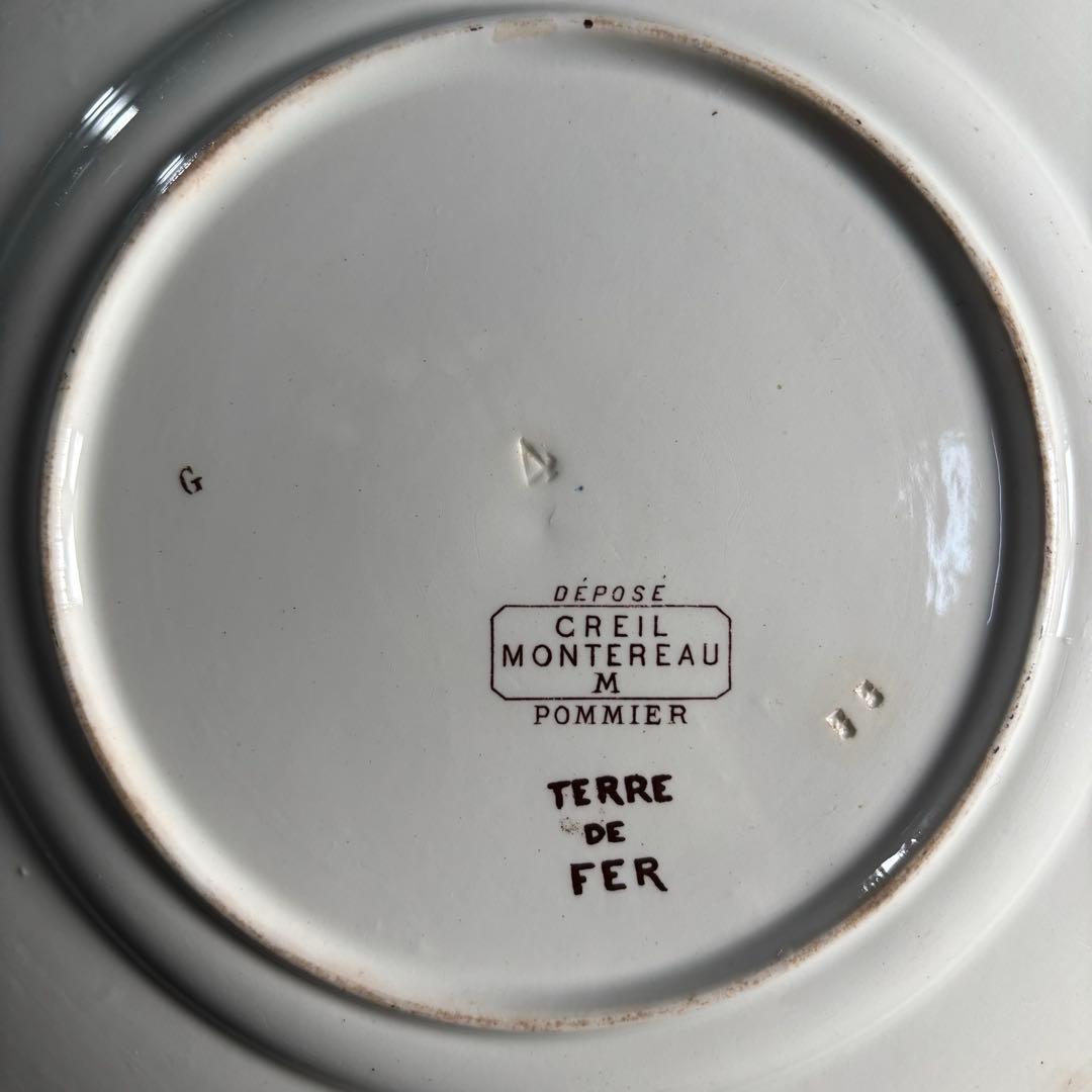 フランスアンティークプレート ブラウン　花柄2枚セット