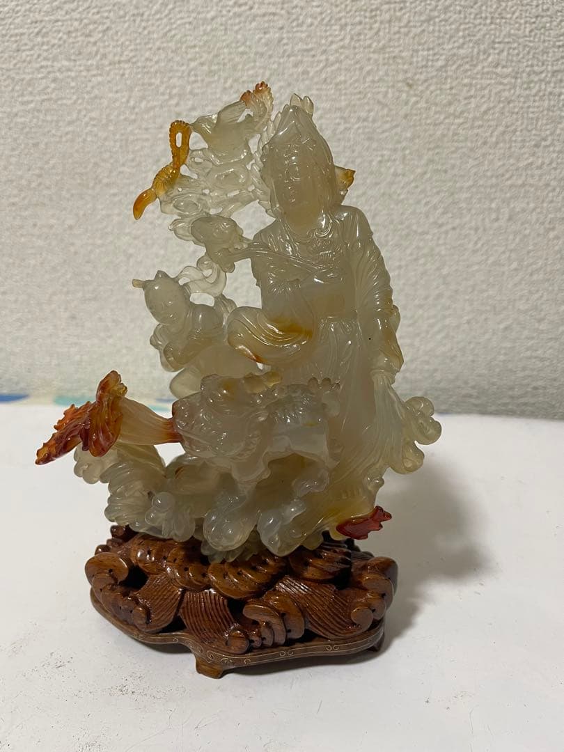 中国美術　置物　玉石　瑪瑙　メノウ　美しい彫刻