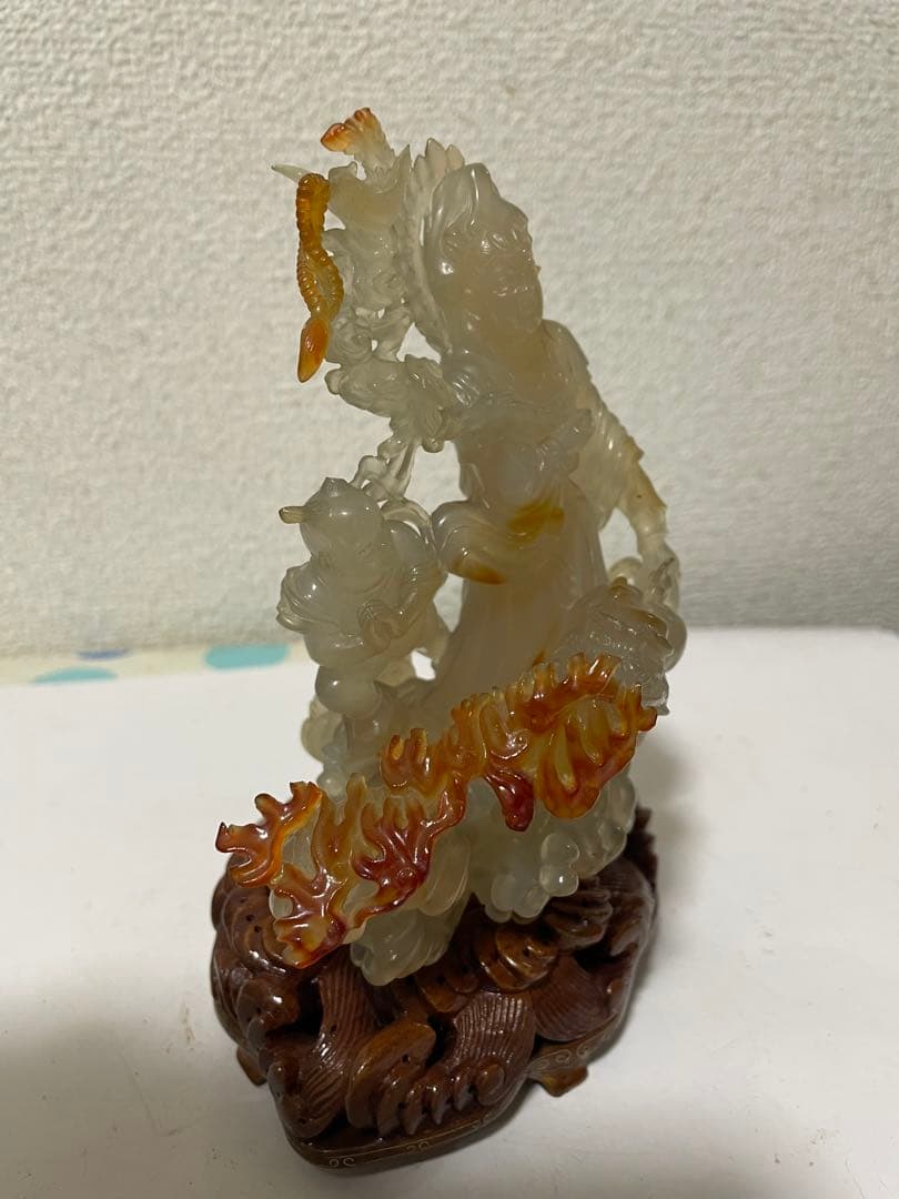 中国美術　置物　玉石　瑪瑙　メノウ　美しい彫刻