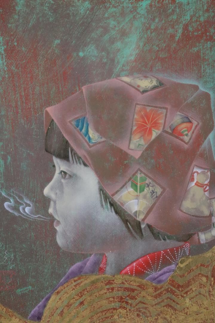 真作保証 智内兄助 「春の気」 アクリル3号 共シール 入手困難作家 希少作品