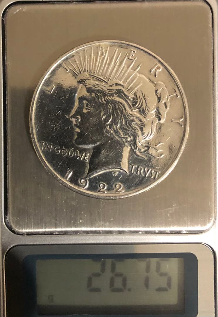 アメリカ　銀貨　1922年 平和の女神像 1ドル　カプセル入り