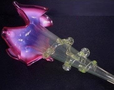 ★G1703★ アンティーク ウランガラス　花瓶　花器　ヨーロッパ