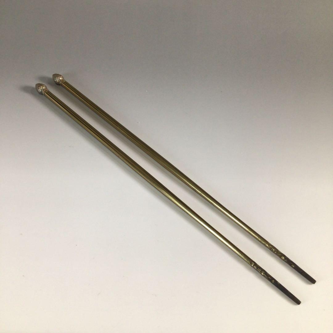 Ｐ７４７　火箸　『木村清雲造』『南鐐』『松笠頭』『飾火箸』　共箱　茶道具