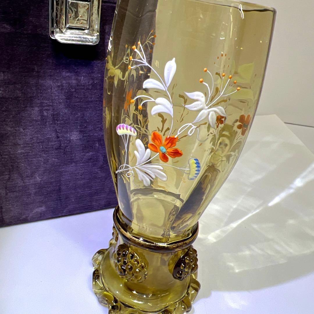 19世紀　フランスエナメル彩杯　化粧箱付　高約15.5㎝　東Y8-0106☆2F