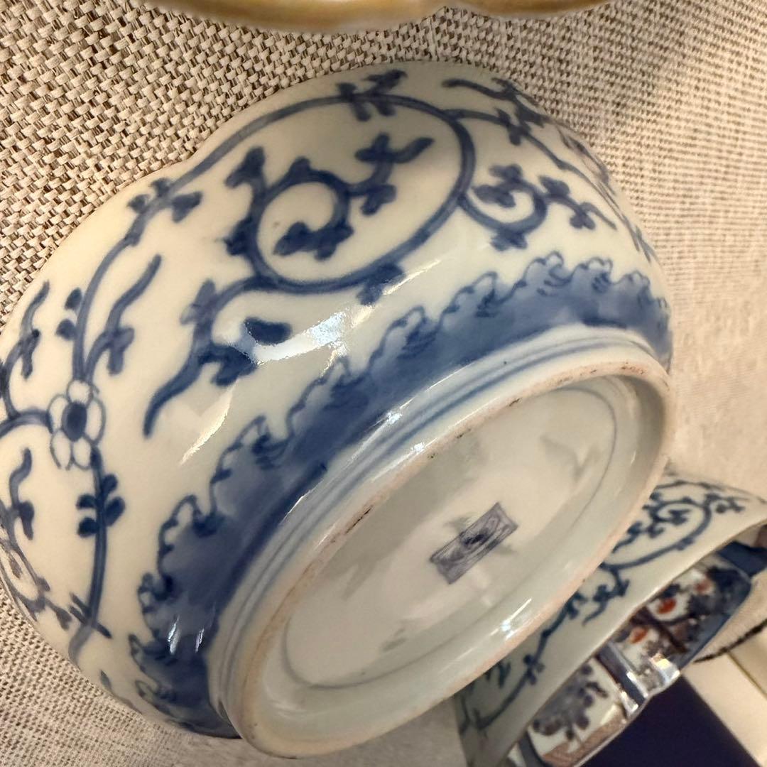 古伊万里　染錦　芙蓉手　松梅　渦福　なます皿　3枚