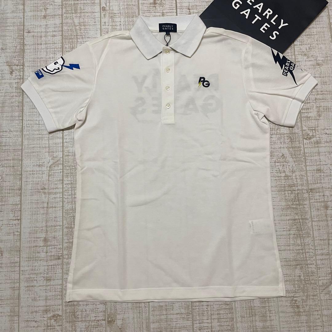 新品 パーリーゲイツ 半袖シャツ サンダーロゴ ホワイト Mサイズ（4）